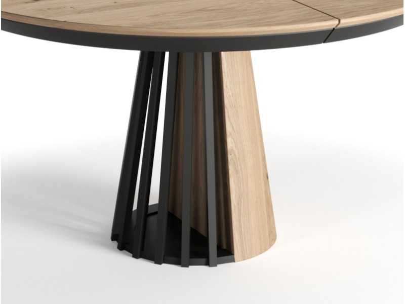 Extendable round table in oak and steel - ALOISIA REDONDA