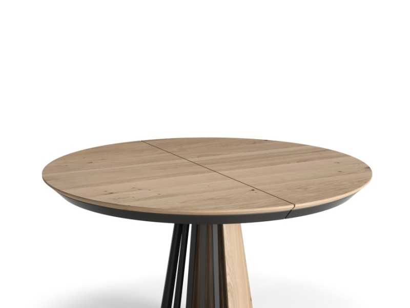 Extendable round table in oak and steel - ALOISIA REDONDA