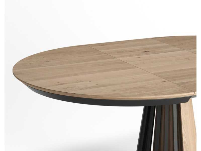 Extendable round table in oak and steel - ALOISIA REDONDA