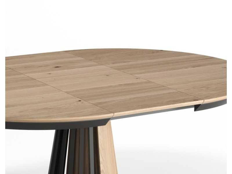 Extendable round table in oak and steel - ALOISIA REDONDA