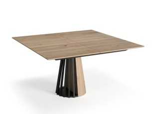 Extendable square table in oak and steel - VARENNA