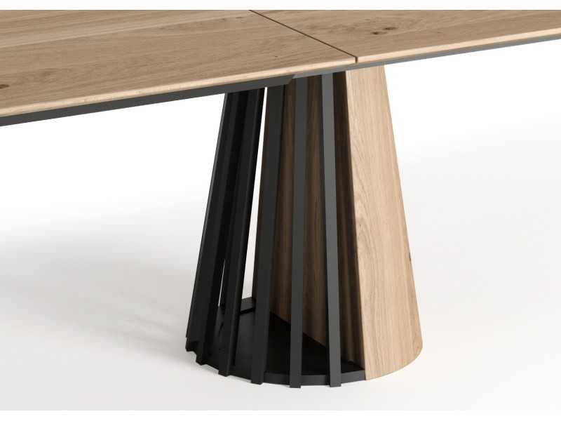 Table carrée extensible en chêne et acier - VARENNA