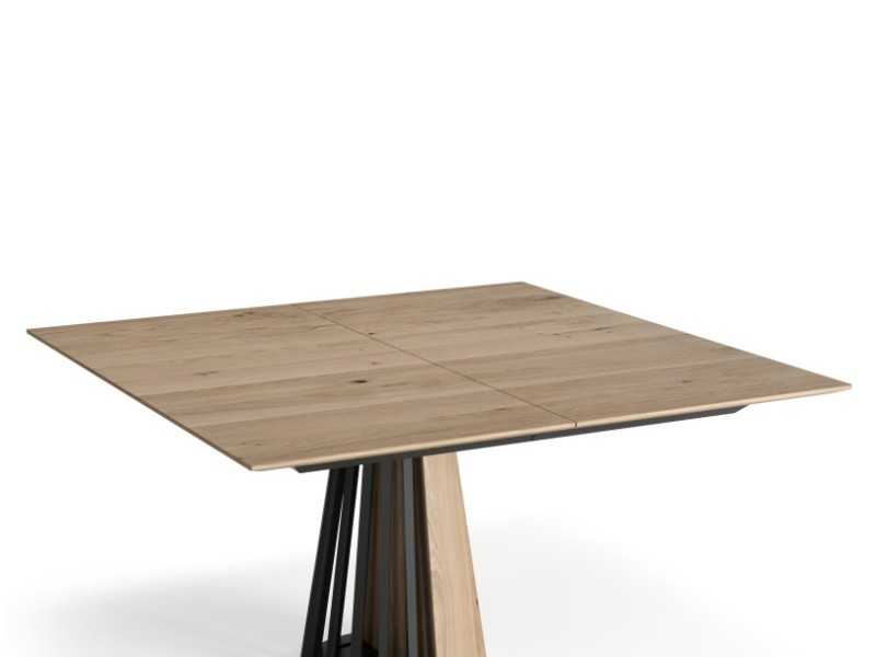 Table carrée extensible en chêne et acier - VARENNA
