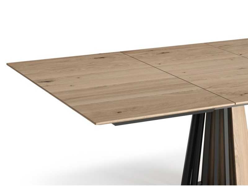 Extendable square table in oak and steel - VARENNA