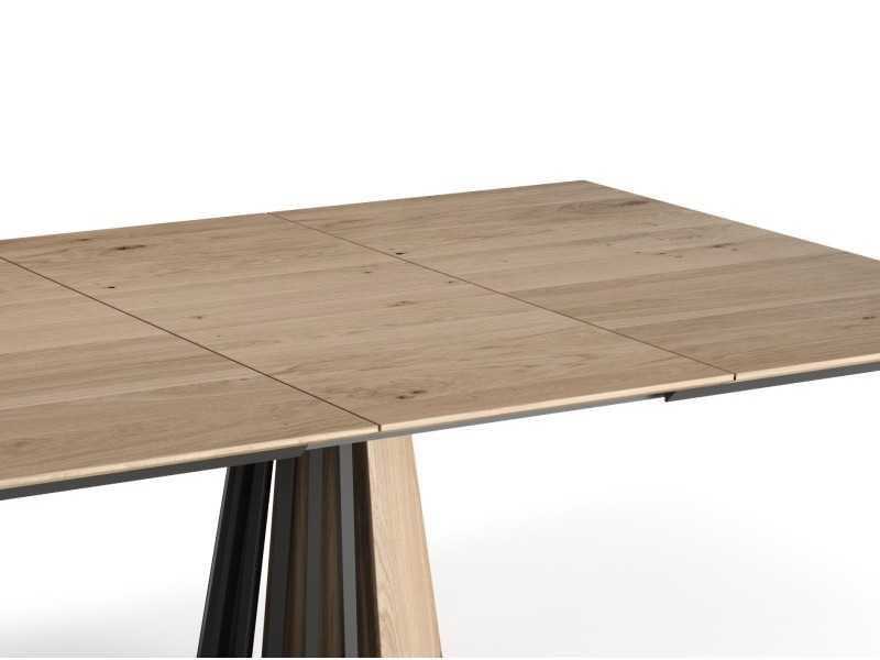 Extendable square table in oak and steel - VARENNA