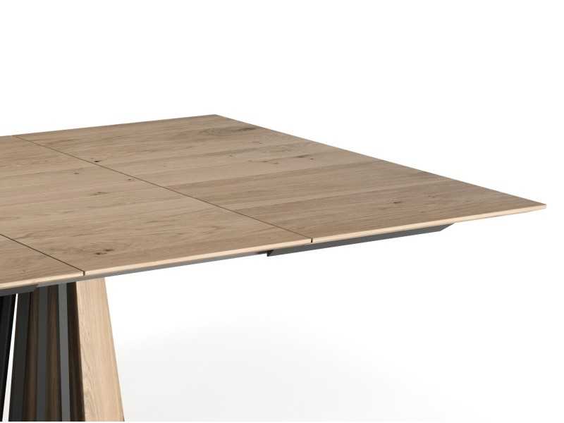 Extendable square table in oak and steel - VARENNA