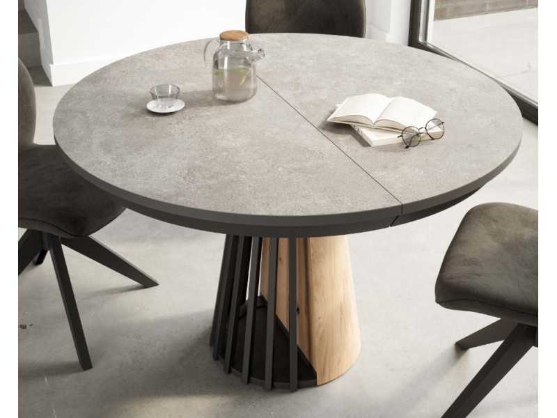 Table carrée extensible en chêne et acier - VARENNA