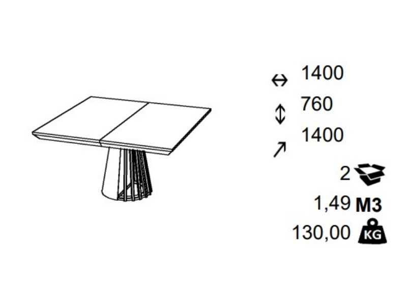 Table carrée extensible en chêne et acier - VARENNA