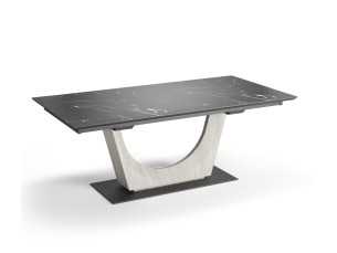 Extendable dining table with ceramic top, oak and steel base - AMMAN 2
