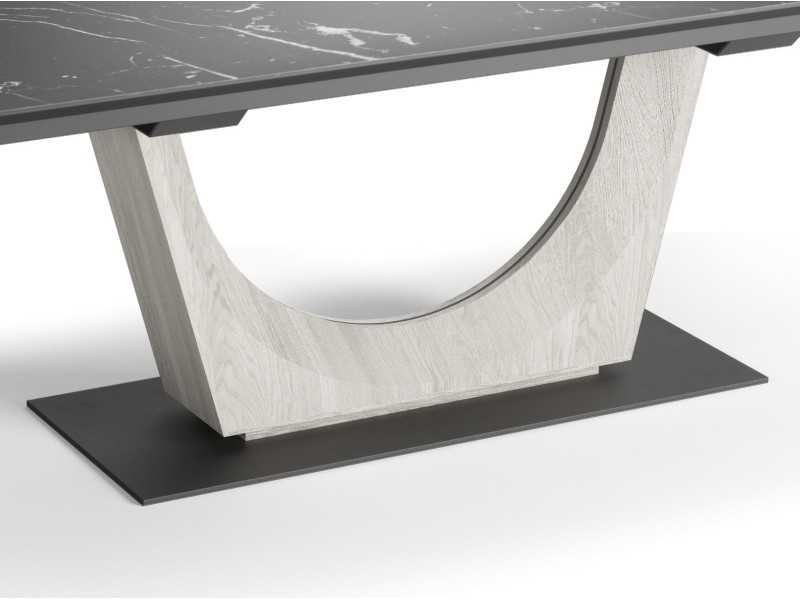 Mesa de comedor extensible con tapa cerámica ,base de roble y acero - AMMAN