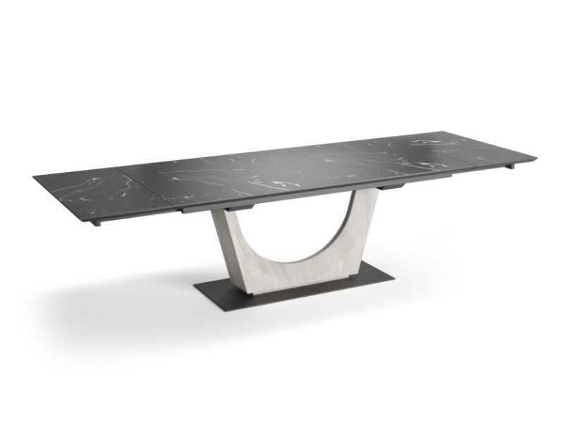 Mesa de comedor extensible con tapa cerámica ,base de roble y acero - AMMAN