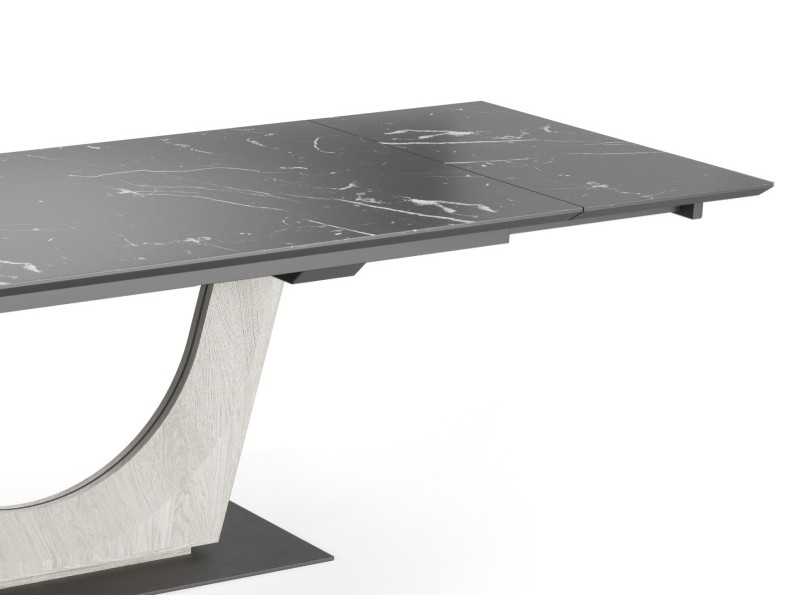 Mesa de comedor extensible con tapa cerámica ,base de roble y acero - AMMAN