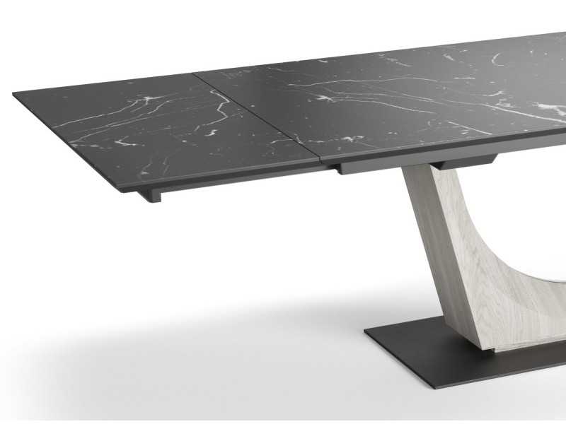 Mesa de comedor extensible con tapa cerámica ,base de roble y acero - AMMAN