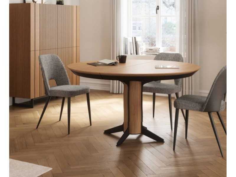 Extendable round table in oak with steel - ALFIA REDONDA