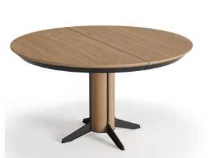 Table ronde extensible en chêne et acier - ALFIA REDONDA 2