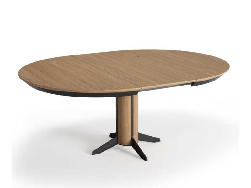 Extendable round table in oak with steel - ALFIA REDONDA