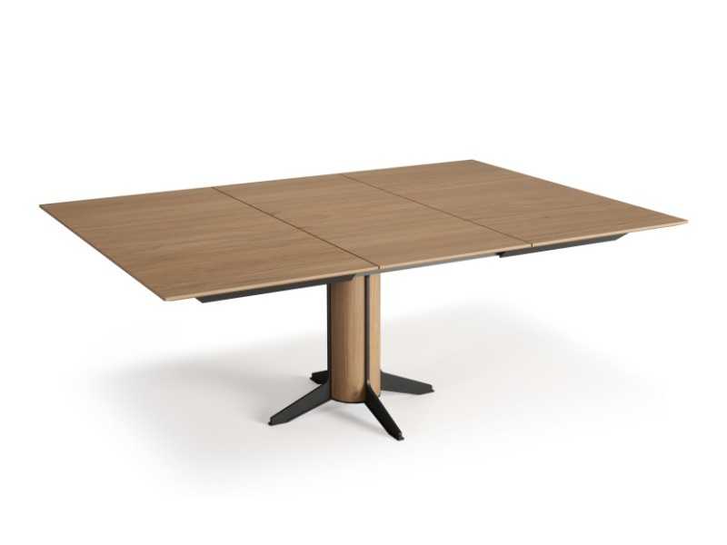 Mesa cuadrada extensible en roble con acero - ALFIA CUADRADA