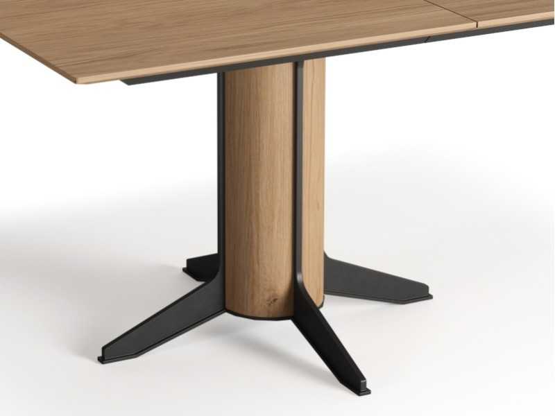 Table carrée extensible en chêne et acier - ALFIA CUADRADA