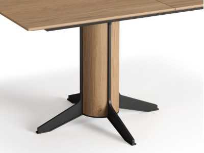 Mesa cuadrada extensible en roble con acero - ALFIA CUADRADA