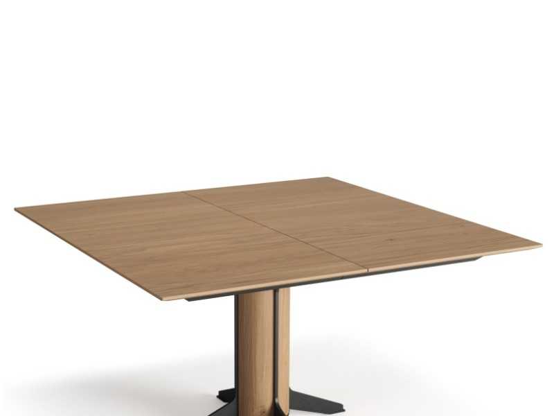 Table carrée extensible en chêne et acier - ALFIA CUADRADA