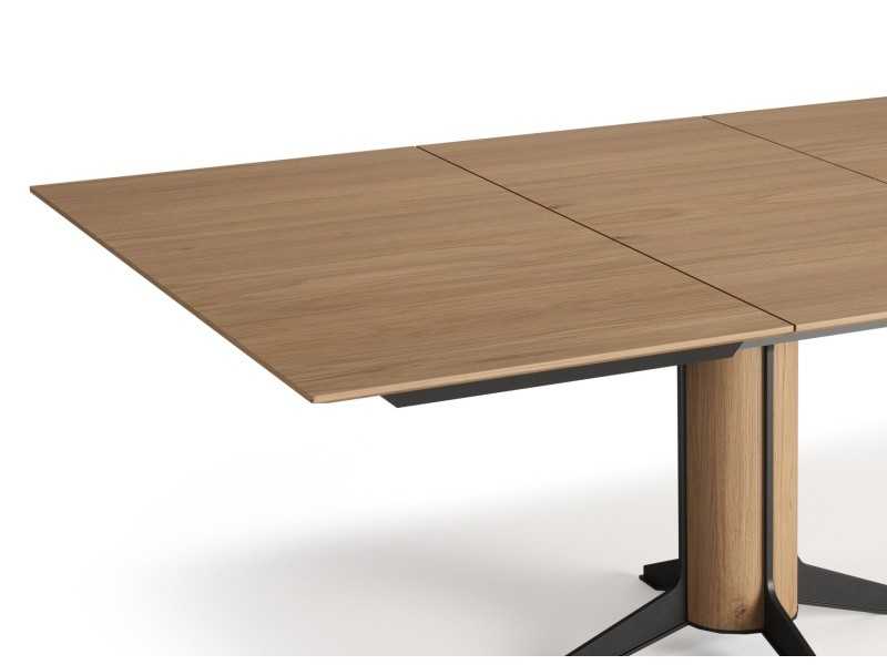 Table carrée extensible en chêne et acier - ALFIA CUADRADA