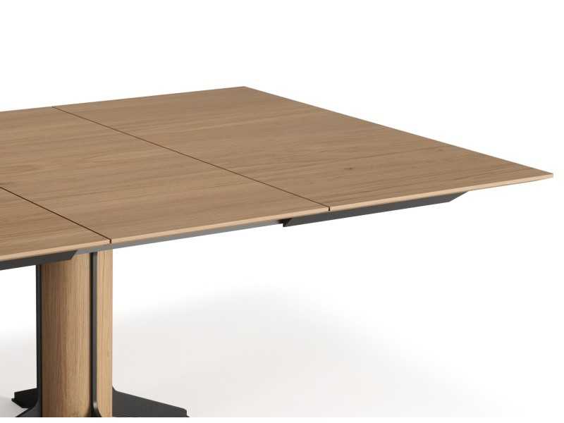 Table carrée extensible en chêne et acier - ALFIA CUADRADA