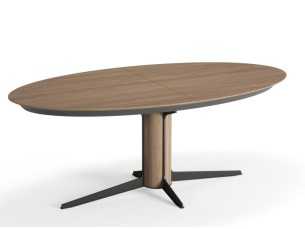 Table ovale extensible en chêne et acier - ALFIA OVALADA