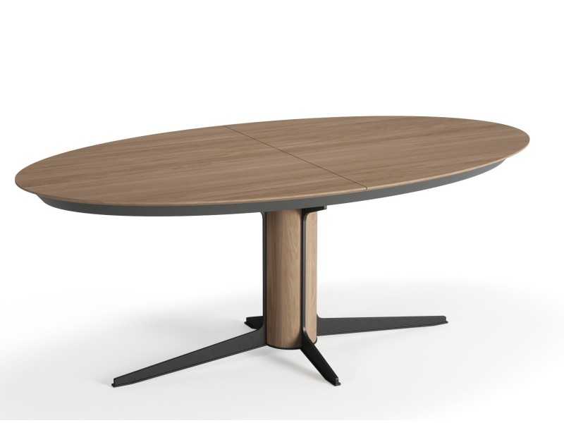 Extendable oval oak table with steel - ALFIA OVALADA