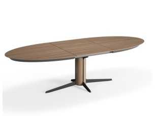 Table ovale extensible en chêne et acier - ALFIA OVALADA 2