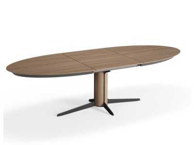 Mesa ovalada extensible de roble con acero - ALFIA OVALADA