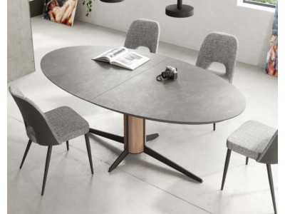 Mesa ovalada extensible de roble con acero - ALFIA OVALADA