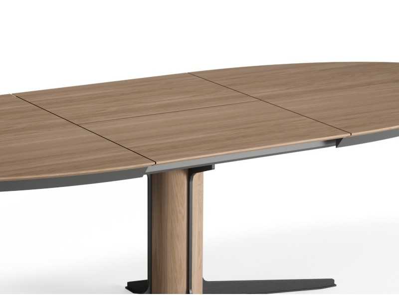 Table ovale extensible en chêne et acier - ALFIA OVALADA