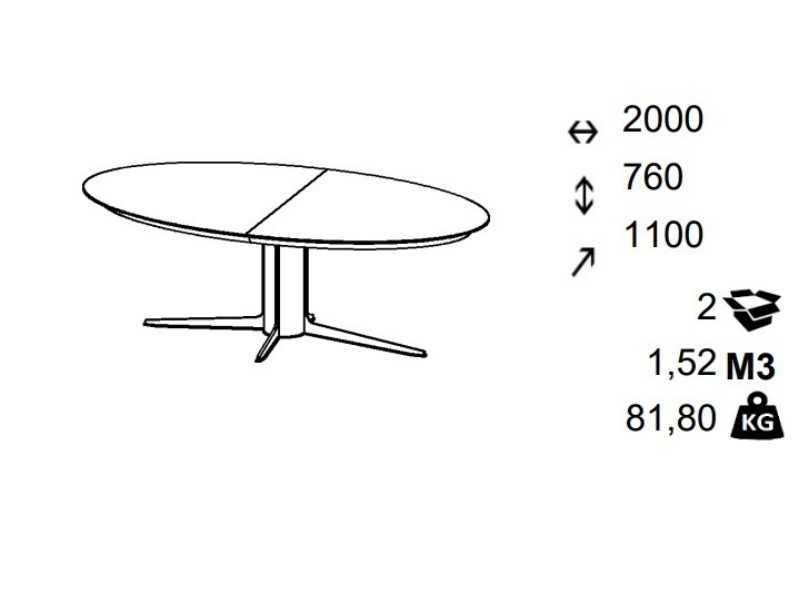 Extendable oval oak table with steel - ALFIA OVALADA