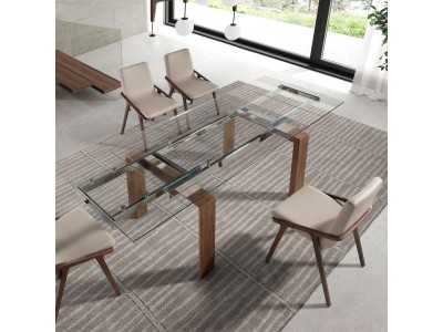 Mesa de comedor extensible con tapa de cristal templado - ERIKA Mesa de comedor extensible con tapa de cristal templado - ERIKA