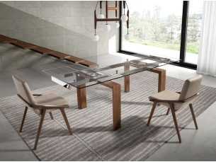 Mesa de comedor extensible con tapa de cristal templado - ERIKA 2