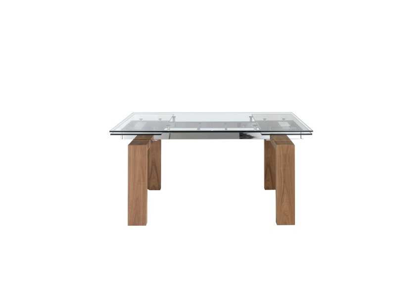 Table à manger extensible avec plateau en verre trempé - ERIKA