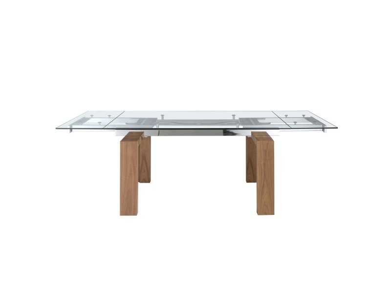Mesa de comedor extensible con tapa de cristal templado - ERIKA