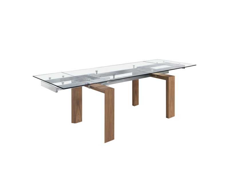 Table à manger extensible avec plateau en verre trempé - ERIKA