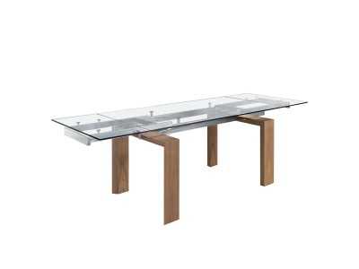 Extendable dining table with tempered glass top - ERIKA