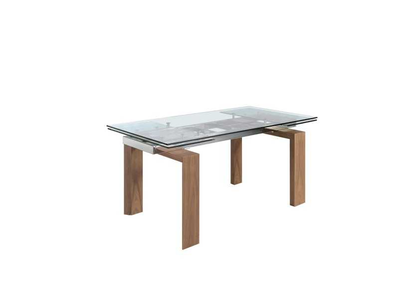 Extendable dining table with tempered glass top - ERIKA