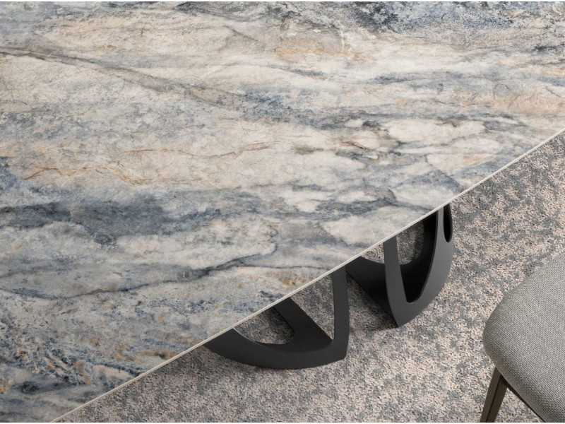 Oval dining table with porcelain marble top - ANTONELLA