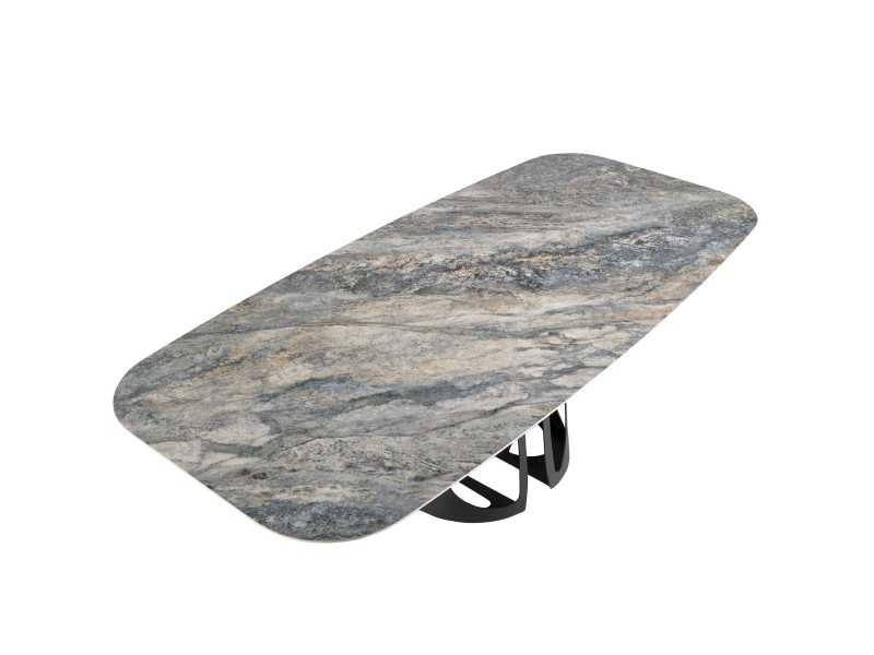Oval dining table with porcelain marble top - ANTONELLA