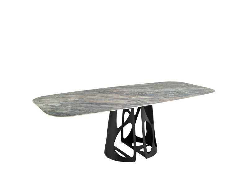 Oval dining table with porcelain marble top - ANTONELLA