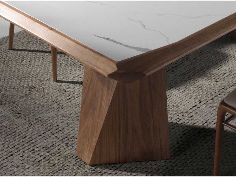 Table à manger en noyer avec plateau en marbre porcelaine - VITTORIA