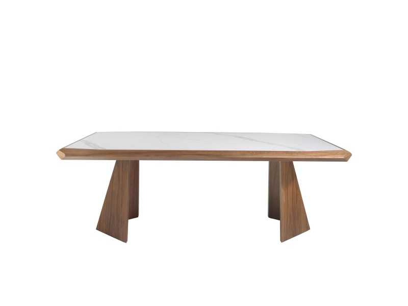 Walnut dining table with porcelain marble top - VITTORIA
