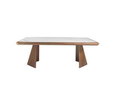 Table à manger en noyer avec plateau en marbre porcelaine - VITTORIA Table à manger en noyer avec plateau en marbre porcelaine - VITTORIA