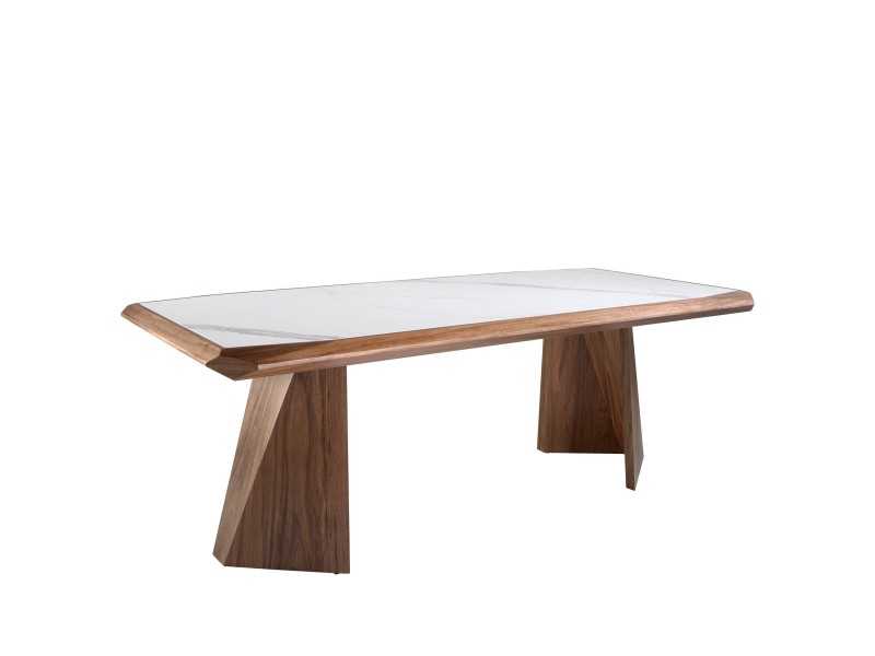 Table à manger en noyer avec plateau en marbre porcelaine - VITTORIA