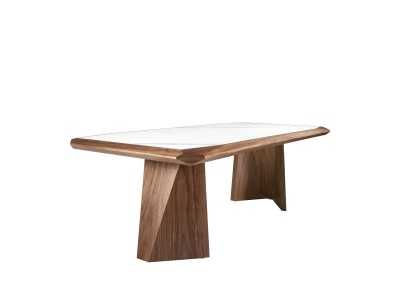 Table à manger en noyer avec plateau en marbre porcelaine - VITTORIA Table à manger en noyer avec plateau en marbre porcelaine - VITTORIA