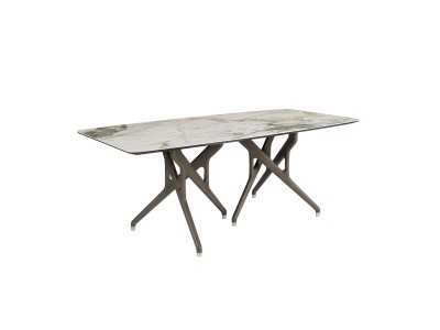 Mesa fija con tapa de mármol porcelánico y patas de roble - FORÊT