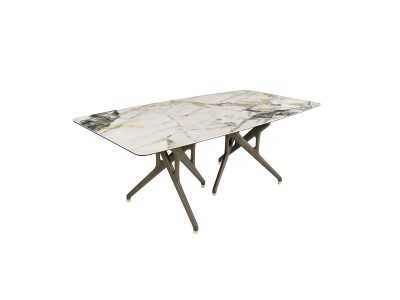 Mesa fija con tapa de mármol porcelánico y patas de roble - FORÊT